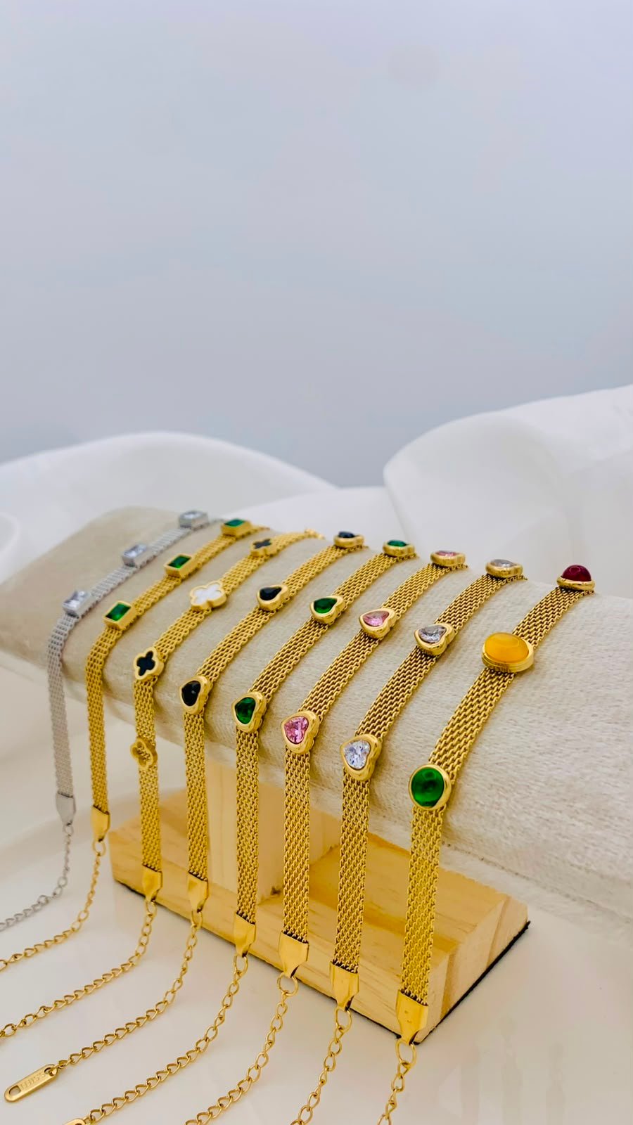Woman wearing elegant gold necklace and earrings