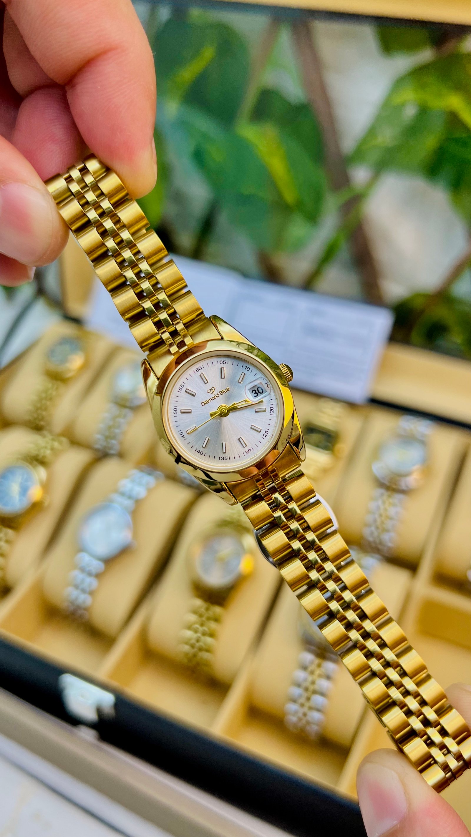 Diamond Blue Full Gold Jubilee Golden Dial Watch
